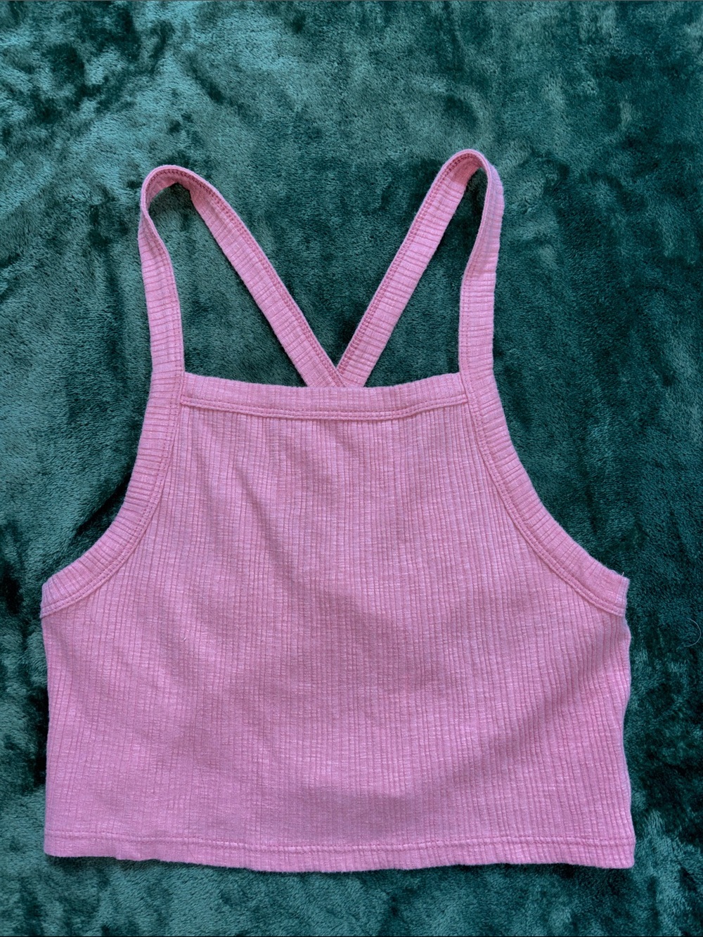 Ribbed Pink Cropped Tank Top